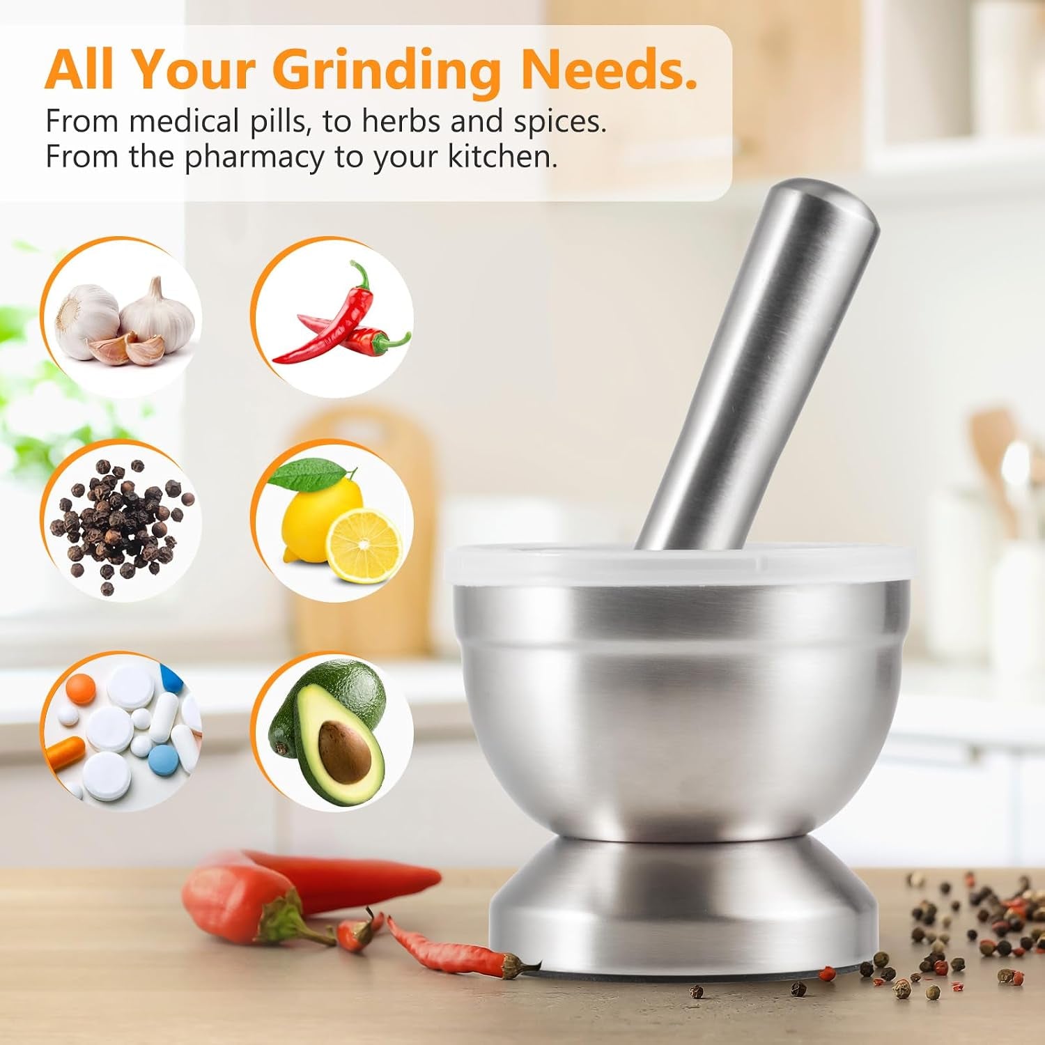 18-8-stainless-steel-mortar-and-pestle-with-brush-pill-crusher-spice-grinder-herb-bowl-pesto-powder