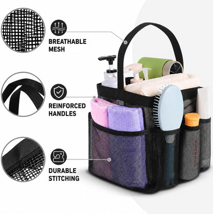 Mesh Shower Caddy Portable for College Dorm Room Essentials, 8-Pocket Large Capacity Shower Bag for Beach, Swimming, Gym - Essential Toiletry Storage Bag9