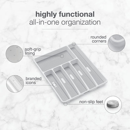 Classic 6 Compartment Silverware Tray, White3