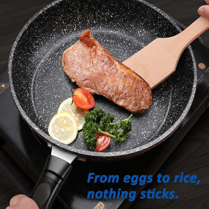 10 Inch Non-Stick Frying Pan Skillet, Egg Pan, Omelet Pan, Healthy Non-Toxic Maifan Stone Pan with Heat-Resistant Handle, Black5