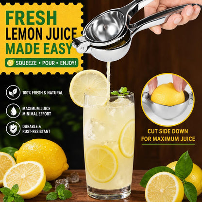 Premium Lemon Squeezer, Large Heavy Duty Handhelp Juicer for Lemon, Metal Hand Press Citrus Juicer, Lime Squeezer Bar Tool, Manual Citrus Press | Large Bowl Ergonomic Handle Easy Handheld Press for Lemons and Limes2