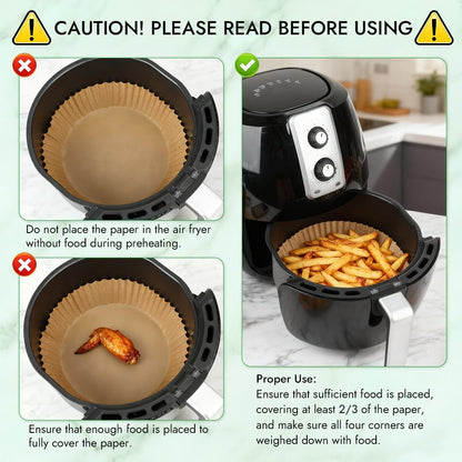 300PCS 8 Inch Disposable Air Fryer Liners for 5 to 8QT Airfryer | round Air Fryer Parchment Paper Compatible with Ninja AF141 5 QT Pro AF181 6.5 QT, Chefman /Cosori 6 QT, Airfryer Accessories6