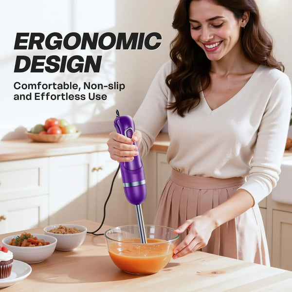 Immersion Blender Corded 400W, 2 Speed, Emulsifier, Blend, Bpa-Free | Hand Blender Stick Mixer, Ergonomic Handle, Stainless Steel Blades, Effortless Blending for Soup, Smoothies, Puree, Baby Food3