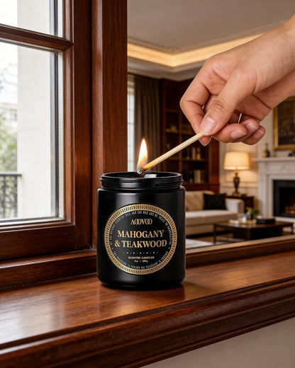 Scented Candles for Men - Mahogany Teakwood Scent, Women Men Gift2