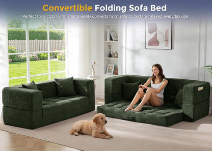 Folding Sofa Bed, Convertible Boneless Loveseat Couch with Pillow9