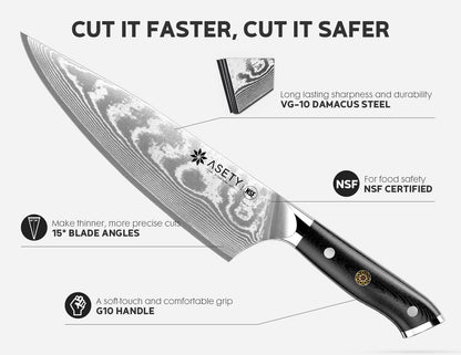 Damascus Chef Knife 8 Inch, Japanese Knife with VG10 Steel Core2