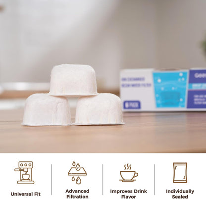 6-Pack Resin Water Filters for Breville BWF100 | Replacement Filters for Breville Espresso Machine Barista Express, Ion Exchange Resin Softens Water, Reduces Impurities4