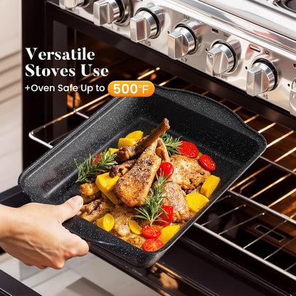 17Pcs Pots and Pans Set, Black | Non Stick, Induction Cookware5