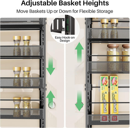 8 Tiers over the Door Pantry Organizer,17.2"W X 6.2"D X 69.2"H, Black3