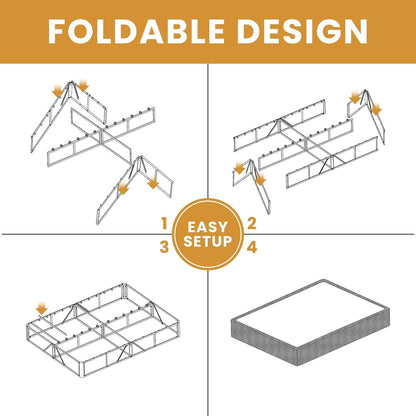 5 Inch King Box Spring Low Profile Metal Bed Base with Boxspring Cover | 3500 Lbs Black Heavy Duty Support, round Corner Design, Metal Mattress Foundation, No Squeaky, Easy Assembly, Noise Free5