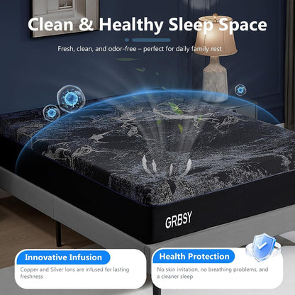 14 Inch Queen Size Mattress, Upgraded Luxury Cooling Gel Queen Memory Foam Mattress in a Box with 7-Zone Support for Cool Night & Pressure Relief, 365-Night Trial, Washable Icesilk Cover, Medium Firm7