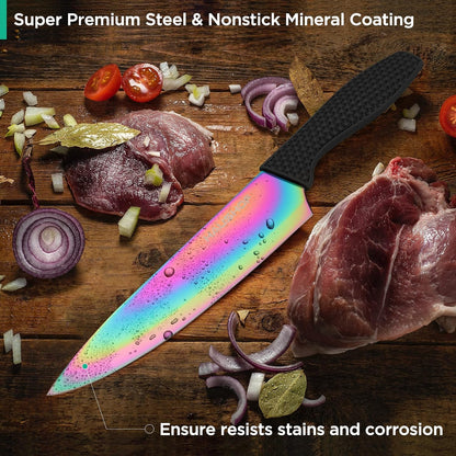 Kitchen Knife Set, 5 PCS Rainbow Knife Sets with Arcylic Block5