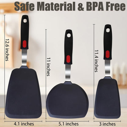 3-Pack Large Silicone Spatula Turners for Nonstick Cookware2
