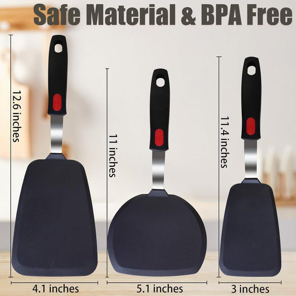 3-Pack Large Silicone Spatula Turners for Nonstick Cookware2