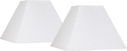 Large White Linen Set of 2 Square Lamp Shades 7X17X13 (Spider) | 7" Top X 17" Bottom X 12" High X 13" Slant Replacement for Table + Floor Lamps Hardback Shade Pre-Assembled Harp + Finial1