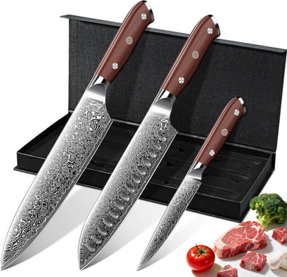 Damascus Knife Set - 3 PCS Kitchen Knife Set1