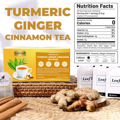 Turmeric Ginger Cinnamon Tea Bags, 40 Ct Caffeine-Free Herbal Tea | Individually Foil-Wrapped for Freshness, 100% Natural Blend, No Sugar, Vegan, Non-Gmo, Warming Golden Cup for Wellness2