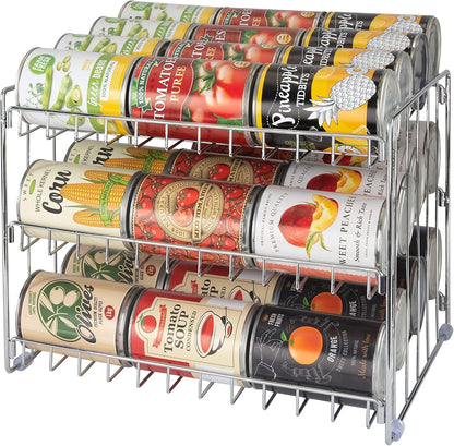 3 Tier Can Organizer | Chrome Steel Canned Food Storage Rack | Holds 36 Cans | Space-Saving Pantry & Cabinet Storage Solution | Easy Access to Canned Goods | Freestanding Design1