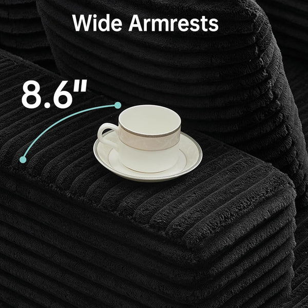 Boneless Couch Chaise Lounge Chair, 54" Oversized Cloud Sofa with Deep Seat, Plush Corduroy Reading Chair for Living Room, Bedroom, Reading Nook, Apartment, Gaming Room & Movie Nights, Black5