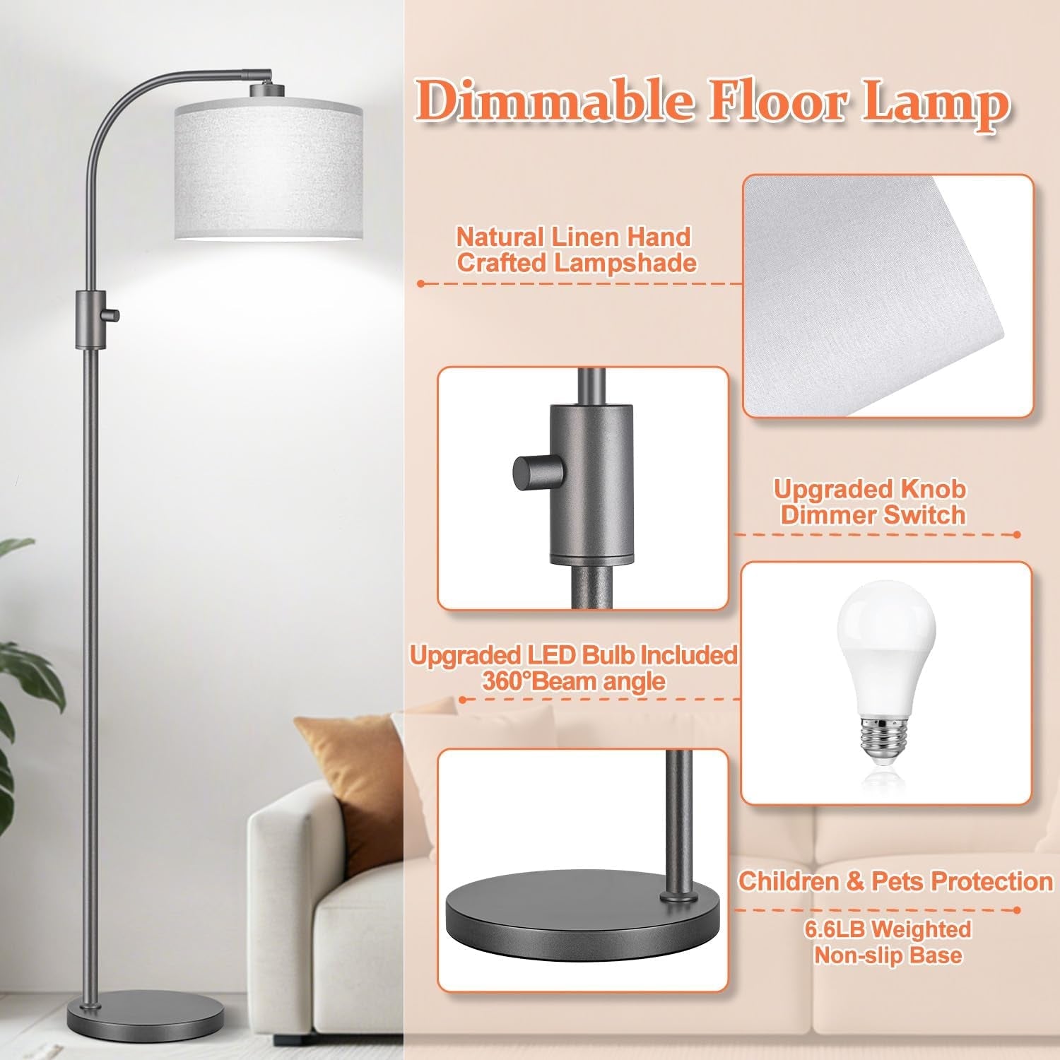 upgraded-modern-arc-dimmable-tall-standing-floor-lamp-with-gray-shade-1200-lumens-led-bulb-included-for-living-reading-room-bedroom-office-nursery-gray