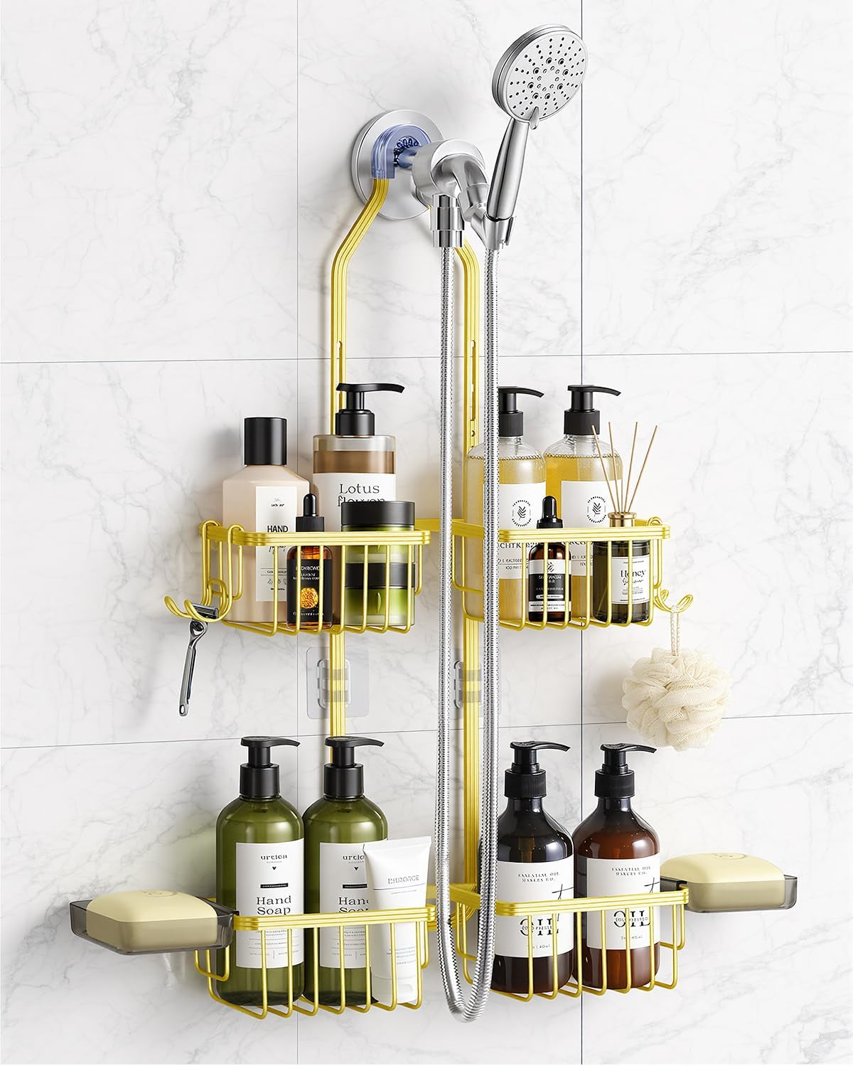 adjustable-shower-caddy-hanging-never-rust-shower-organizer-hanging-aluminum-shower-racks-for-inside-shower-bathroom-organizers-and-storage-with-2-soap-holders-and-2-removable-hooks-gold
