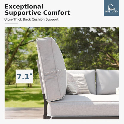 6-Seat Metal Patio Sofa Sectional Set with Gray Cushions5