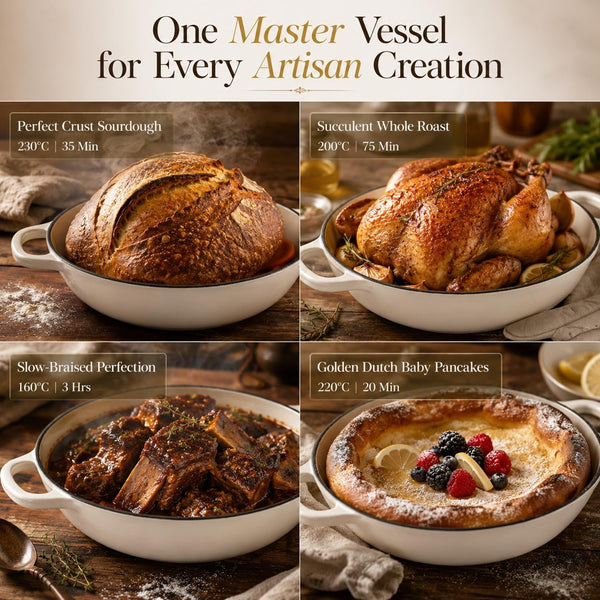 6QT Dutch Oven for Bread Baking, Enameled Cast Iron Dutch Oven Pot with Lid, Multi-Functional Bread Pan, Sourdough Baking Supplies with Proofing Basket, Cast Iron Bread Oven, Silicone Sling & Gloves.8