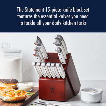 Henckels Statement 15-Pc Knife Set, Razor-Sharp, German Engineered, White | Informed by 100+ Years of Mastery. Dishwasher Safe, Comfortable Grip Ideal for Everyday Cooking. High Quality Stainless Steel3