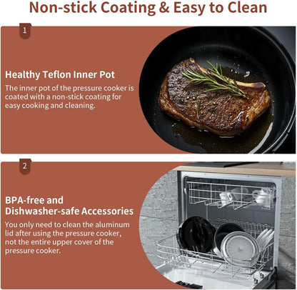 6 Qt Electric Pressure Cooker 9-In-1, 14 Presets Instant Multi-Function Pot, Slow Cooker, Rice Cooker, Cake Maker, Non-Stick, Stainless Steel2