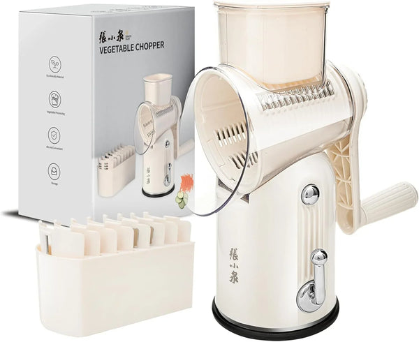Rotary Cheese Grater 5 Blades Mandoline Slicer for Vegetable, Cream9