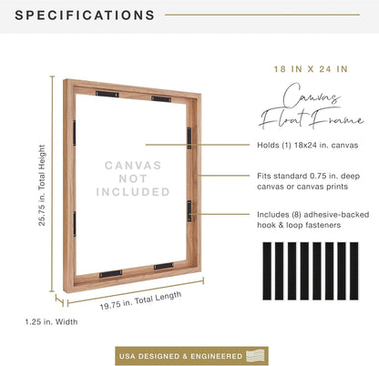 Canvas Float Frame, 18X24, Walnut Woodgrain3