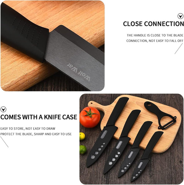 Ceramic Knife Set with Protective Cover, Kitchen Knife Set with 4-Piece Knife and 1 Peeler, Chef'S Knife Sets for Meat, Fruit, Vegetables4