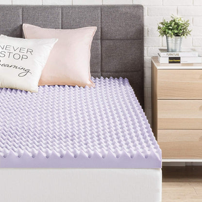 3 Inch Egg Crate Memory Foam Mattress Topper with Soothing Lavender Infusion, Certipur-Us Certified, Dorm Essentials, Twin2