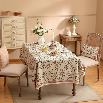 Vintage French Linen Square Small Tablecloth,55"X55"-Flora A9