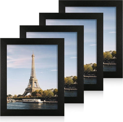 8X10 Picture Frame Set of 4, Black Wooden Frame with High Definition Glass, 8 X 10 Photo Frames for Tabletop Display and Wall Mounting1