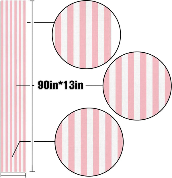 Pink and White Vertical Striped Table Runner Light Pink Birthday Party Decoration Baby Shower Dining Room Home Kitchen Table Decor (Pink, 13" X 90")6