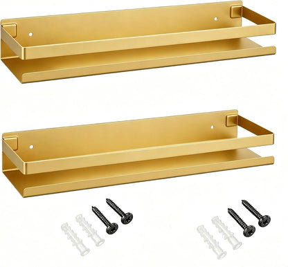 Floating Shelves, 2 Pack Bathroom Shelves Wall Mounted, Gold Shower Caddies for Bedroom, Living Room, Bathroom, Kitchen7