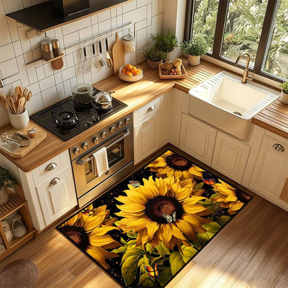 3X4Ft Floral Area Rugs,Sunflower Jungle Butterfly Rug,Sunflower Rug for Living Room Decoration in Spring Summer Children'S Bedroom Washable with Rubber Backing Sun Flower Bathroom Mat4