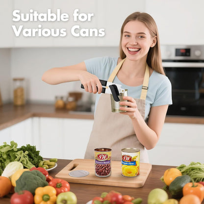 Can Opener Manual,  Can Openers Hand Held with Comfort Anti-Slip Handles, Heavy Duty Stainless Steel Can Opener Smooth Edge and Bottle Openers, Easy Turn Can Openers for Seniors, Kitchen, Black5