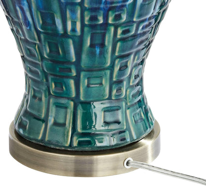 Matsu 27" Tall Table Lamp Set of 2 Teal Temple Ceramic Jar Modern7