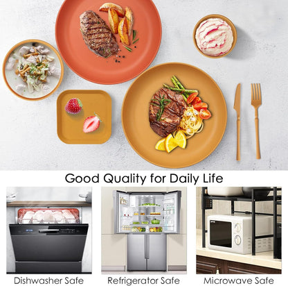 48 Pcs Dinnerware Sets, Unbreakable Plates and Bowls Sets, Reusable Dinnerware Sets for 4 People, Travel Camping Picnic Home Party Cutlery Set, Dishwasher Microwave Safe Dishes5