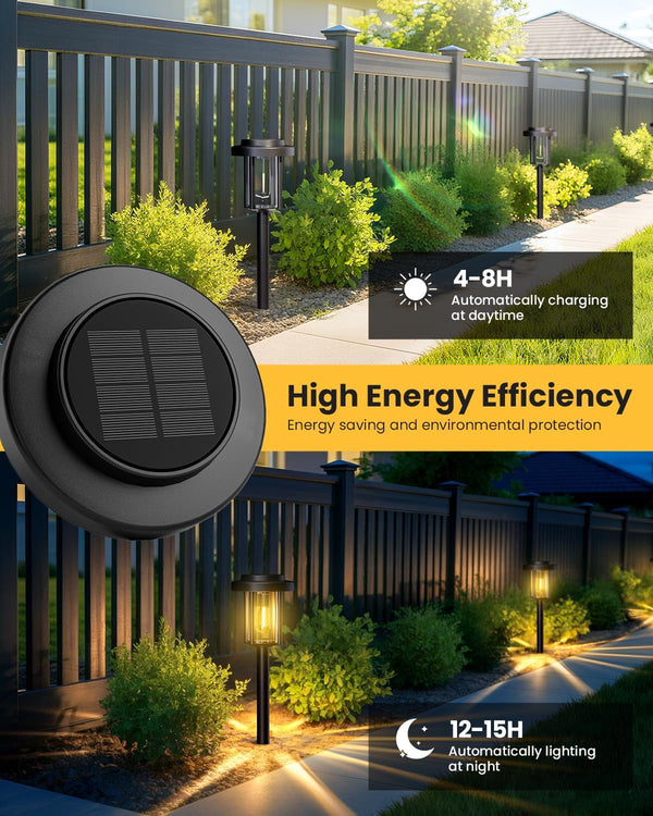 Solar Pathway Lights, 8 Pack Solar Light Outdoor IP65 Waterproof5
