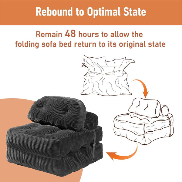 Folding Sofa Bed, Convertible Sleeper Chair with Back Support and Pillow9