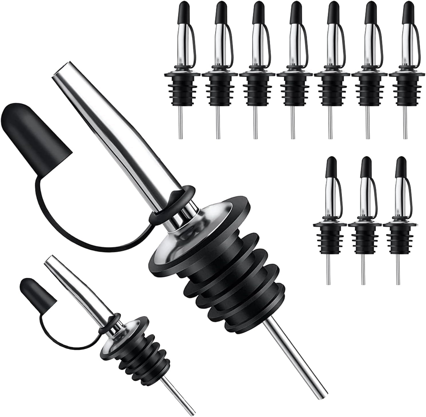 12-pack-liquor-pour-spout-with-dust-caps-bottle-pourers-for-alcohol-olive-oil-speed-pourers-bar-bartender-accessories