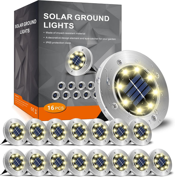 Solar Lights Outdoor Waterproof, Warm White, 16 Pack Ground Lights1