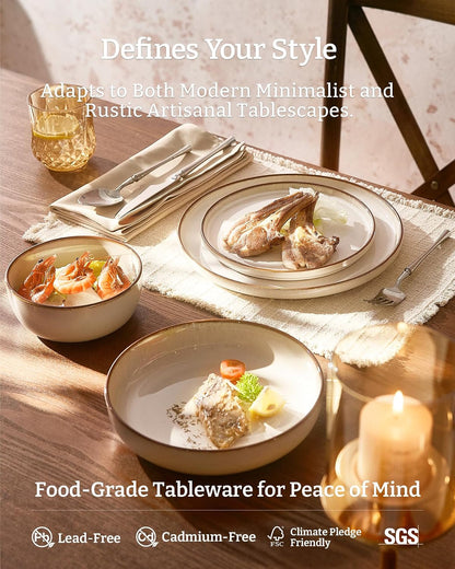 Milkyway 16-Piece Dinnerware Set with Pasta Bowls, Light Khaki5