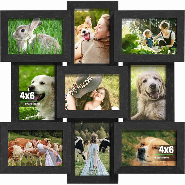 4X6 Collage Frame 9 Pack Glass Front Assembly Required Black1