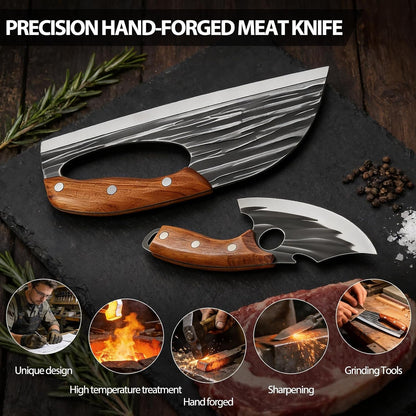Cleaver Knife Set, 2 PCS Effort Saving Hand Forged Kitchen Knife5