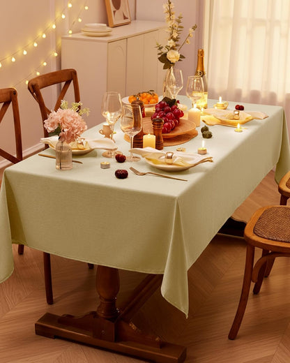 Rectangle Linen Tablecloth Waterproof & Stain Resistant, Wrinkle-Free Table Cloth Adds Elegance and Protection, Ideal for Dining, Party, Wedding and Outdoor, 52 X 70 Inch, Beige8