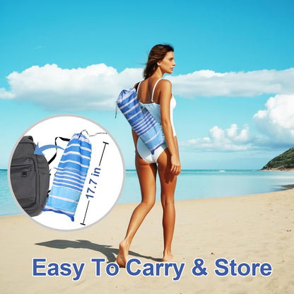 6Ft Beach Umbrella - Heavy Duty Wind Resistant UV 50+ Portable Sun Shade with Sand Anchor & Carry Bag, Outdoor Folding Umbrella for Beach, Pool, Patio, Garden (Blue Stripe) No Tilt the Sand Needs to Exceed the Spiral 6Inch4
